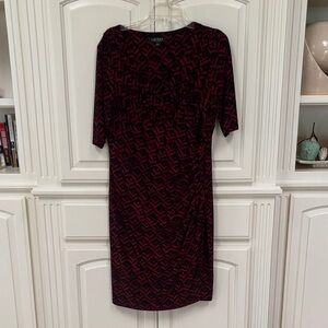 Ralph Lauren Burgundy and Black Midi Dress